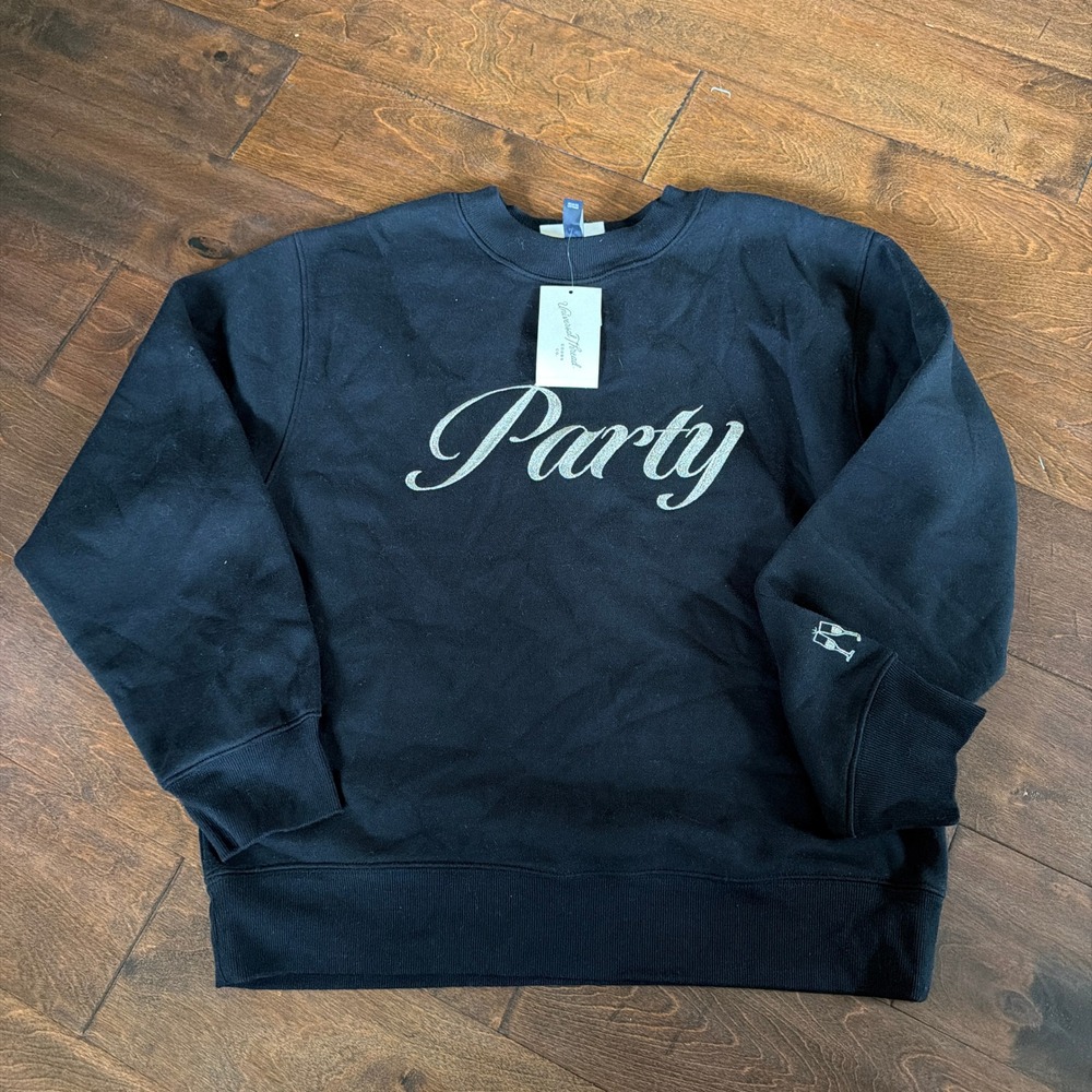 Universal Thread Black Party Embroidered Sweatshirt Gold S Bachelorette New Year